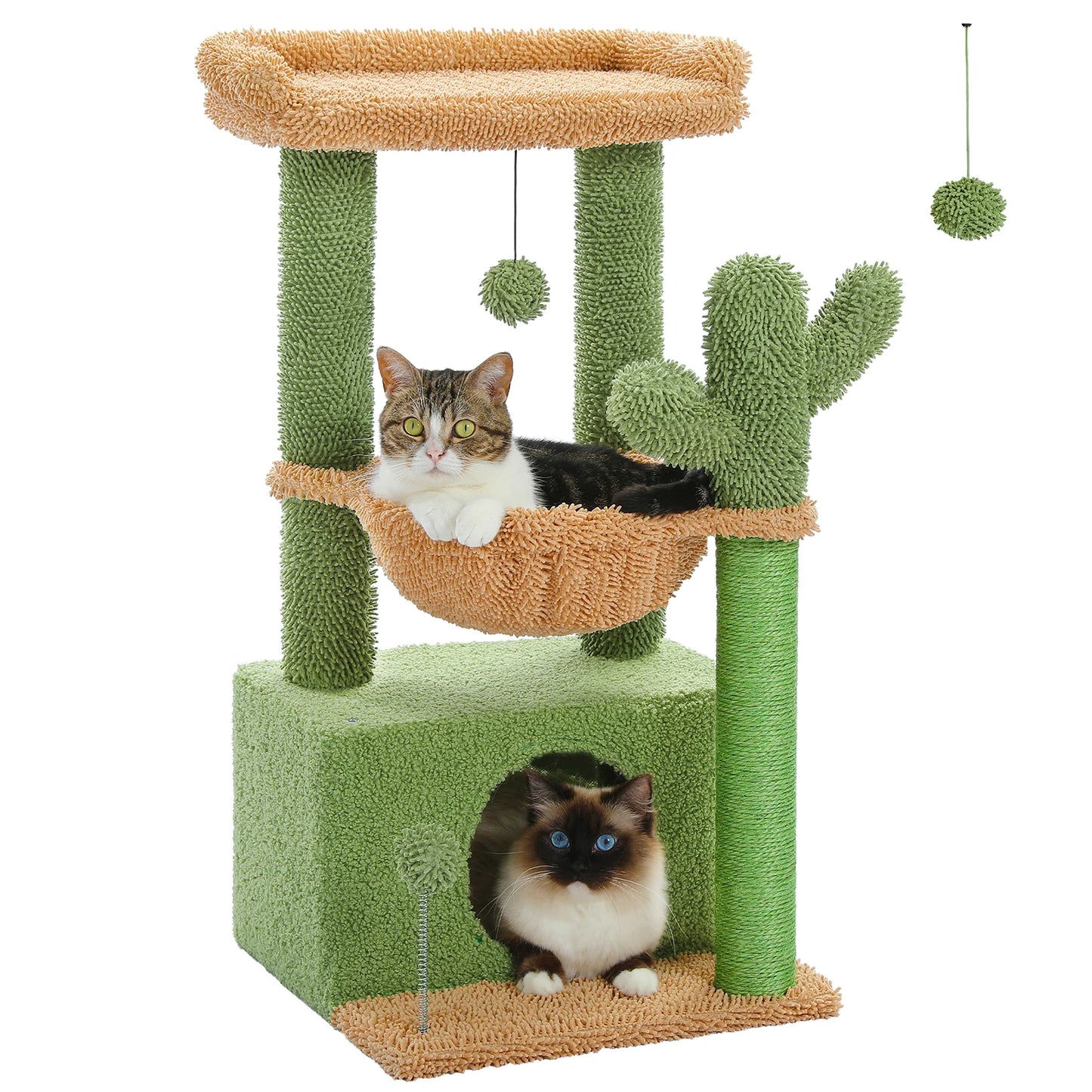 PEQULTI Cactus Cat Tree Indoor Tower With Condo Scratching Post