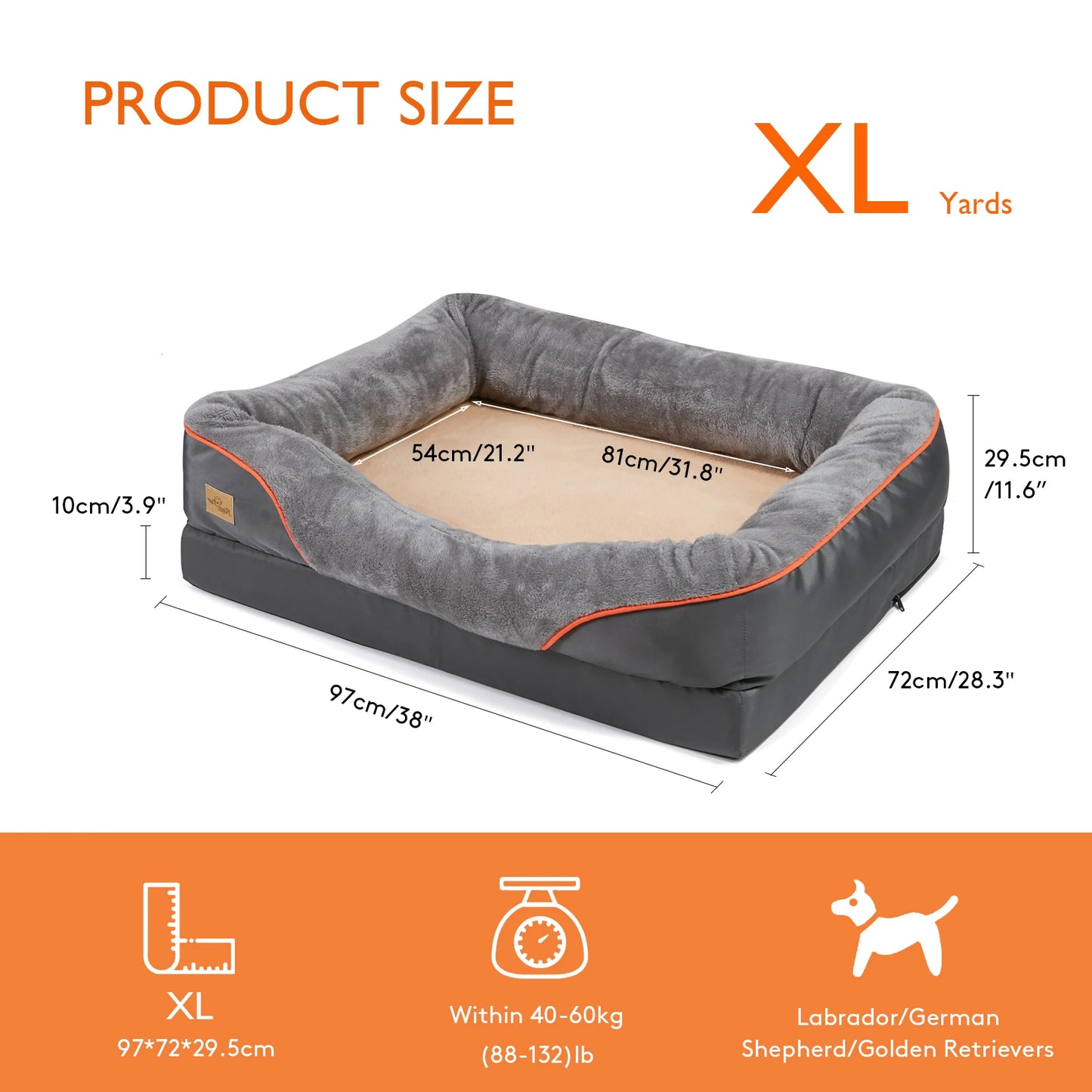 BORWART Orthopedic Memory Foam Dog Bed With Removable Cover