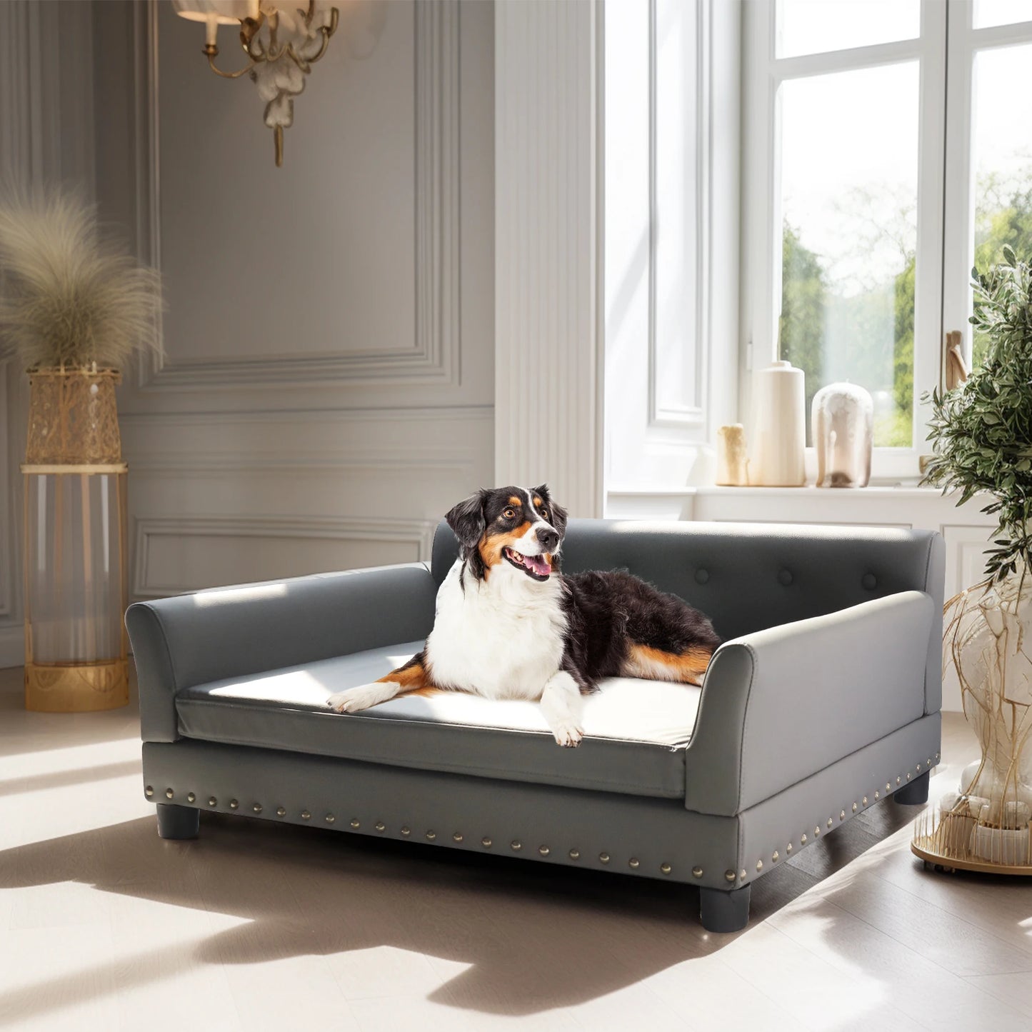 BINGOPAW Leather Elevated Dog Bed Sofa Durable Comfort