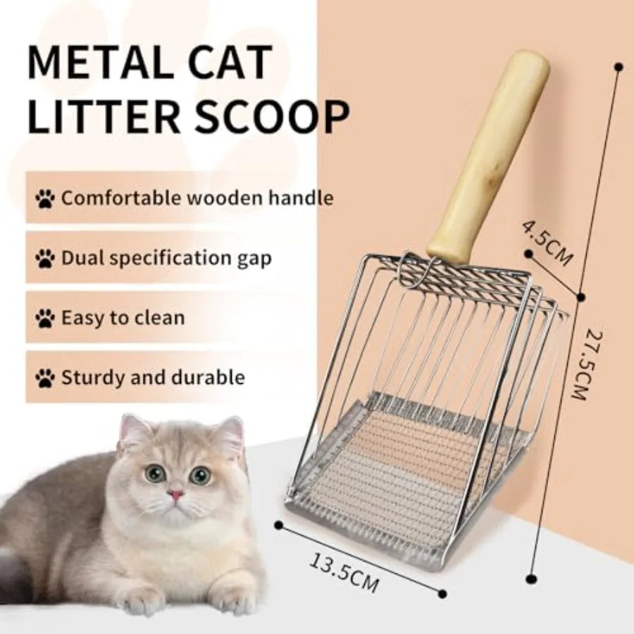 Cat Litter Scoop Stainless Steel Sifter Hook For Easy Cleaning