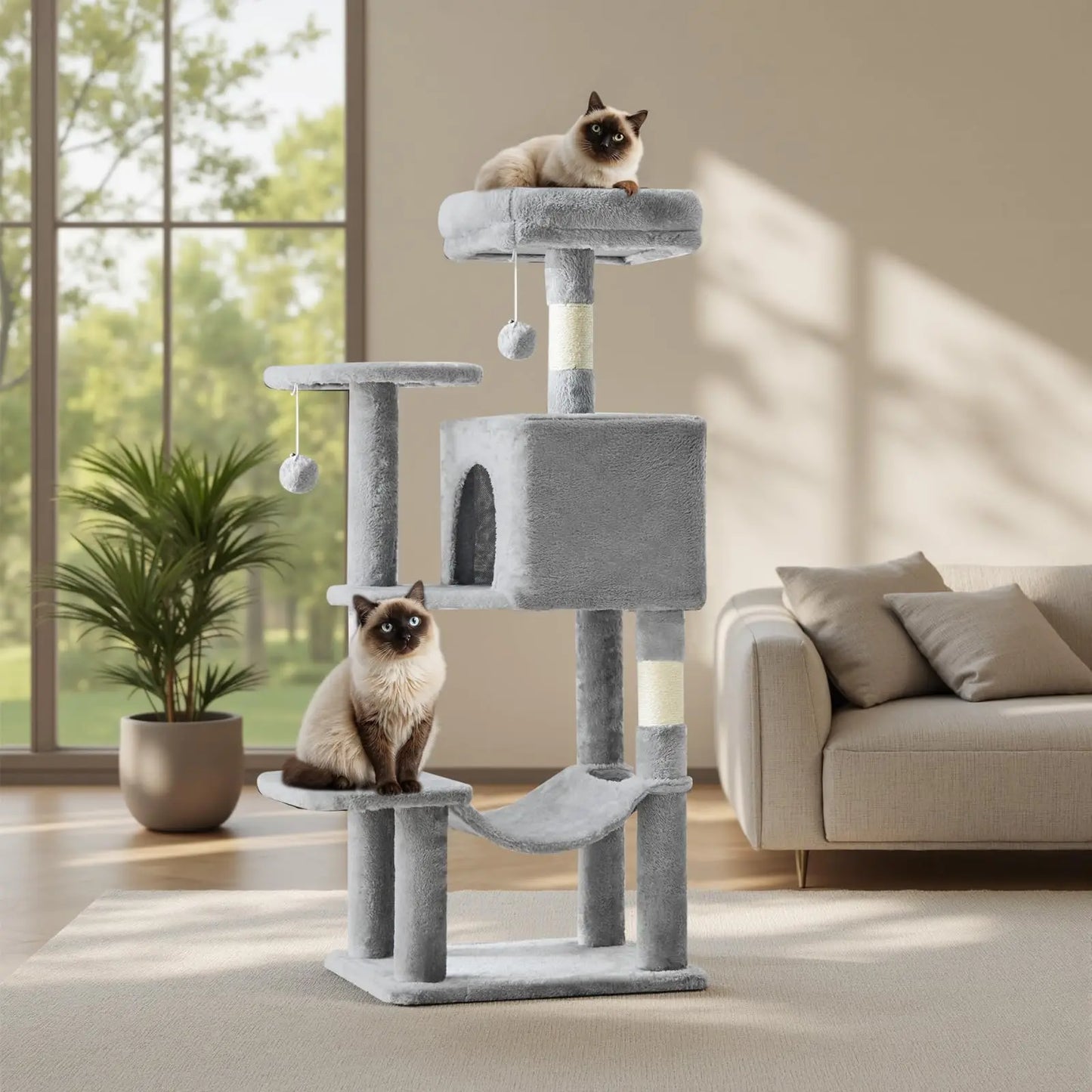 Cat Tree Tower With Sisal Scratching Posts And Hammock