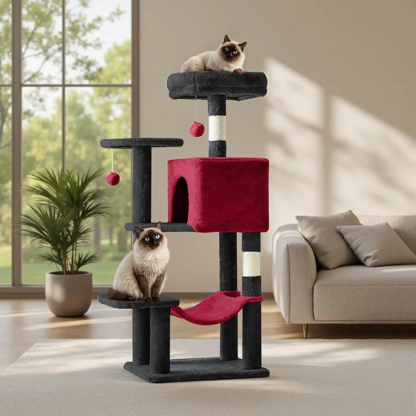 Cat Tree Tower With Sisal Scratching Posts And Hammock