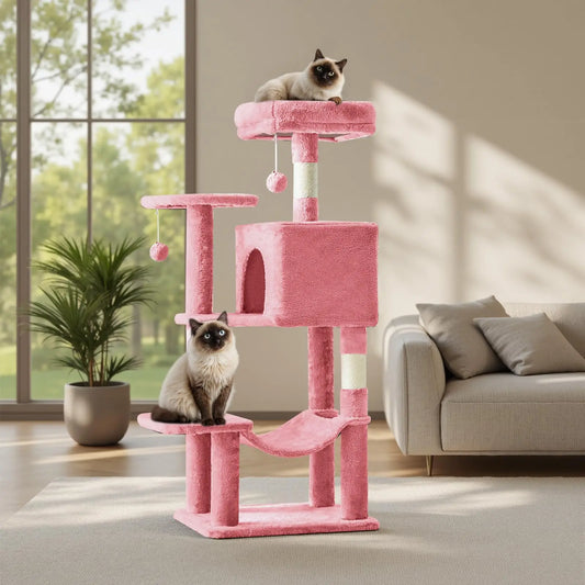 Cat Tree Tower With Sisal Scratching Posts And Hammock