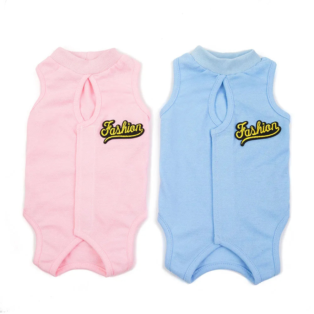 Puppy Recovery Suit For Dogs Breathable Cotton Vest E Collar