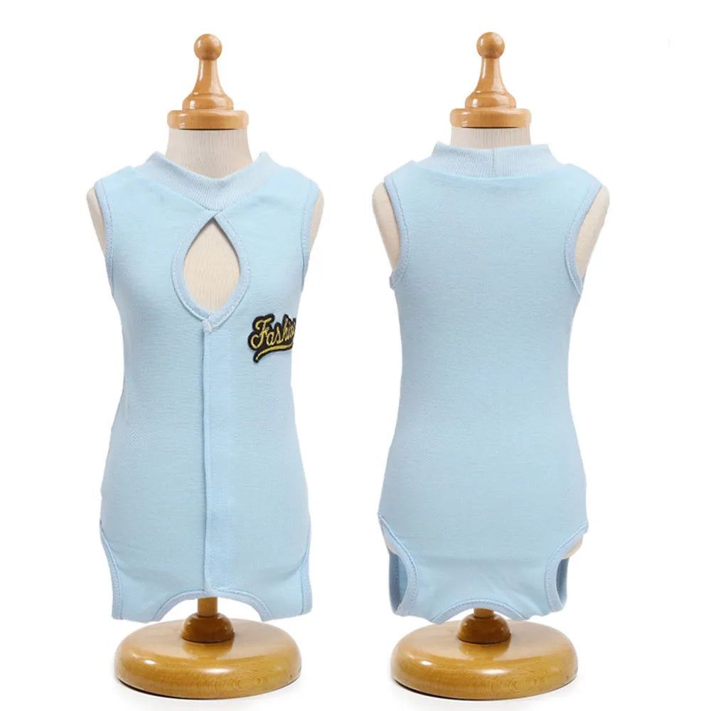 Puppy Recovery Suit For Dogs Breathable Cotton Vest E Collar