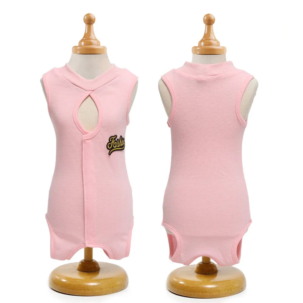 Breathable Dog Recovery Vest And E-Collar For Surgical Healing