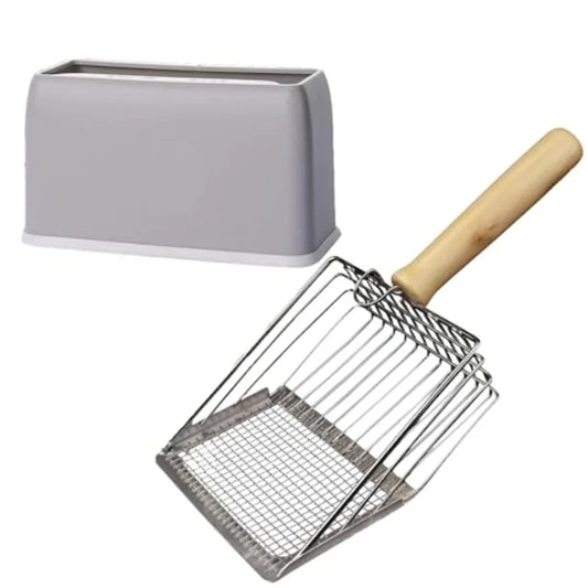 Cat Litter Scoop Stainless Steel Sifter Hook For Easy Cleaning