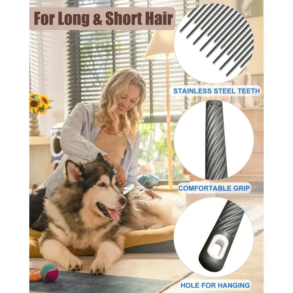 Pet Grooming Comb Set With Long And Short Stainless Teeth