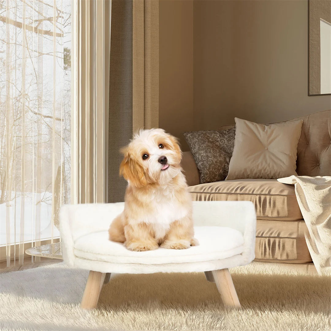 BINGOPAW Luxury Plush Cat Bed Nest with Wood Legs Waterproof