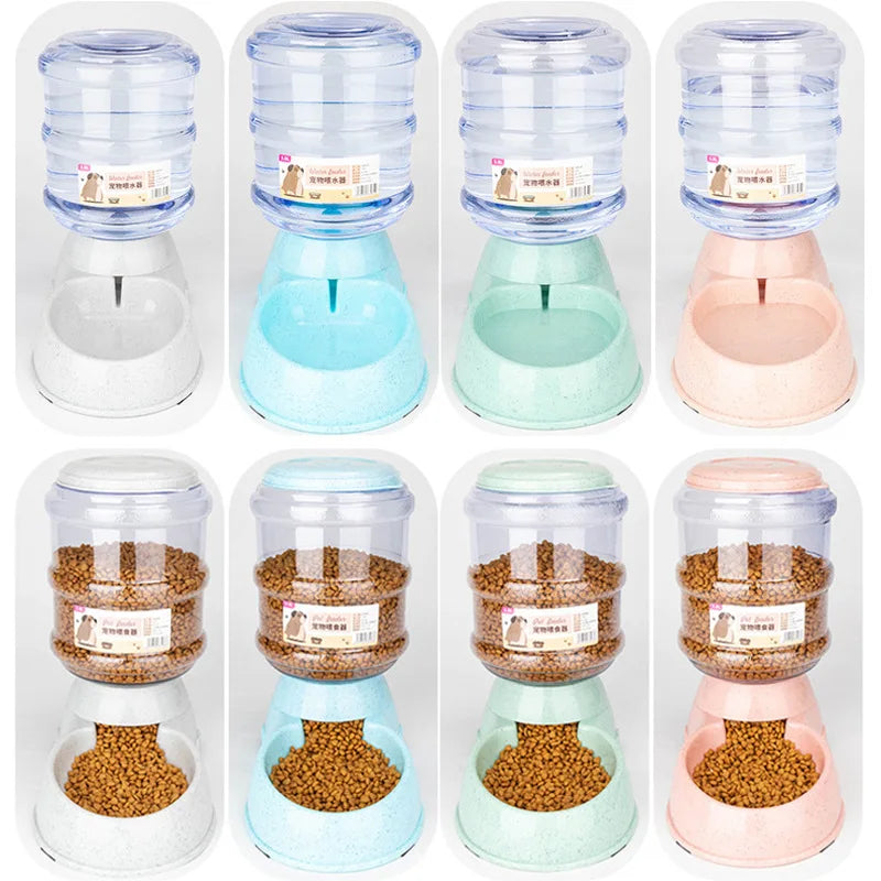 Pet Feeder Bowl With Automatic Water Dispenser For Pets