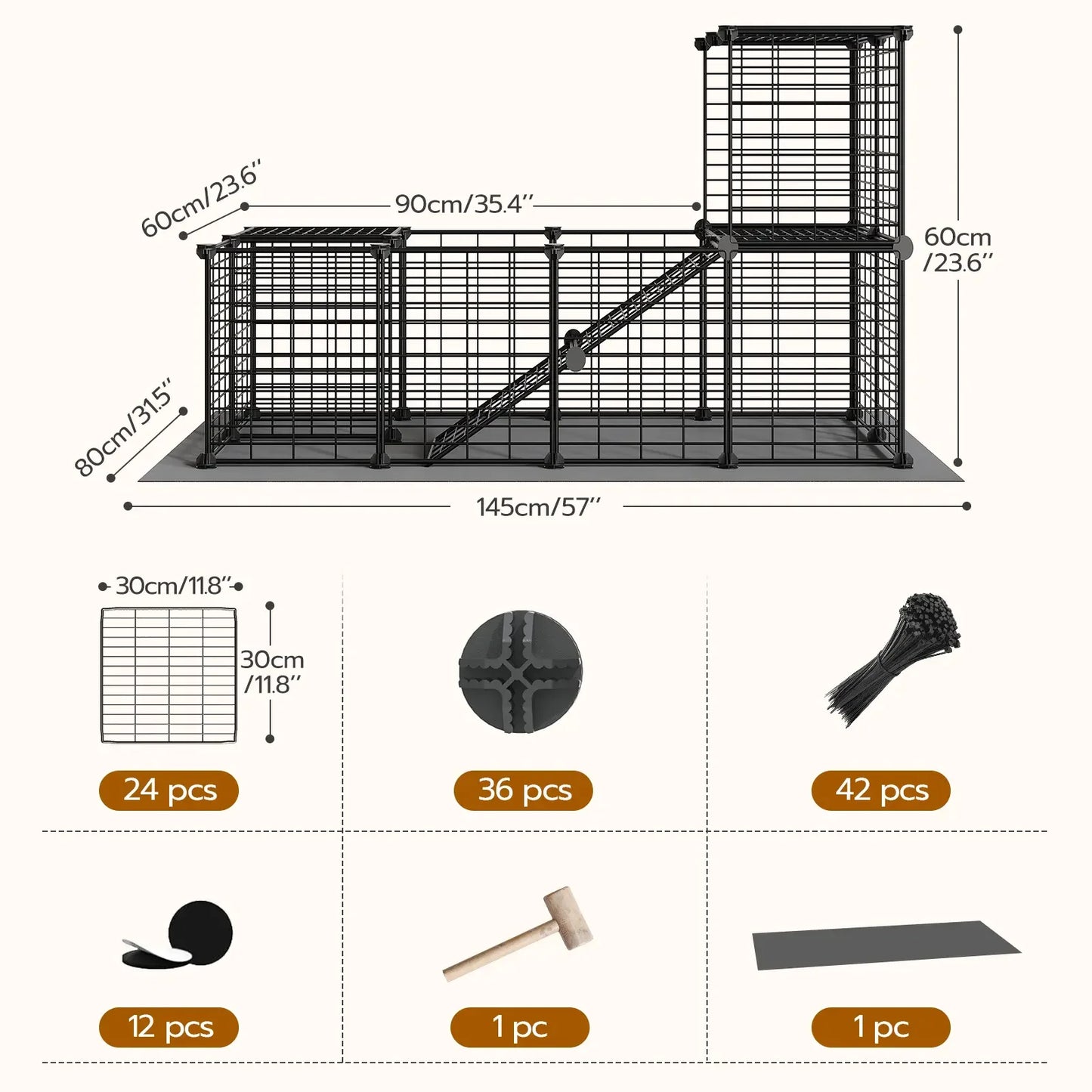 Guinea Pig Cage With Waterproof Mat And Playpen Panels