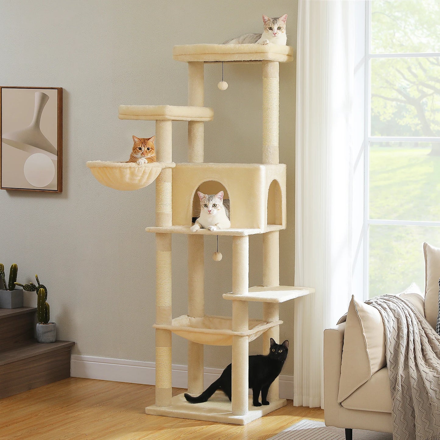 PEQULTI Multi-Level Cat Tree with Scratching Posts
