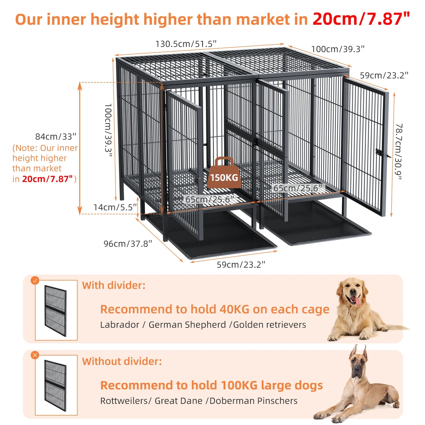BINGOPAW Heavy Duty Metal Dog Cage With Front Door