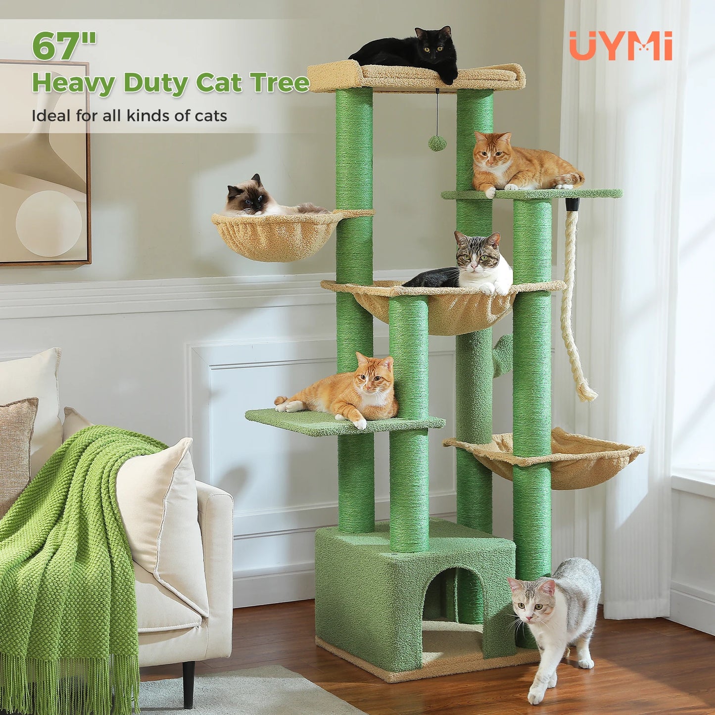 PEQULTI Cat Tree Tower With Scratching Posts And Cozy Condo