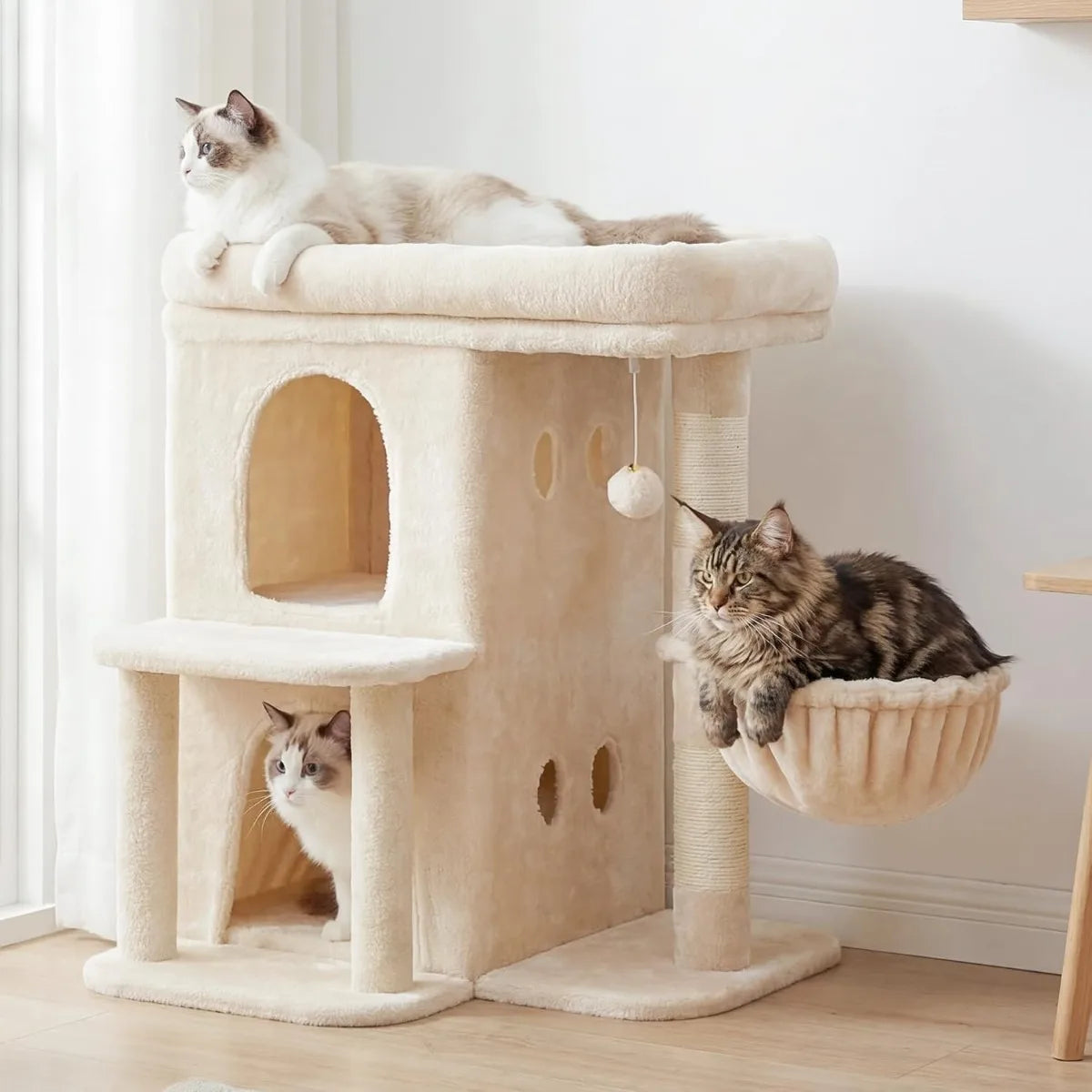 NBVCX Cat Tower With Large Perch And Dual Condos Deluxe