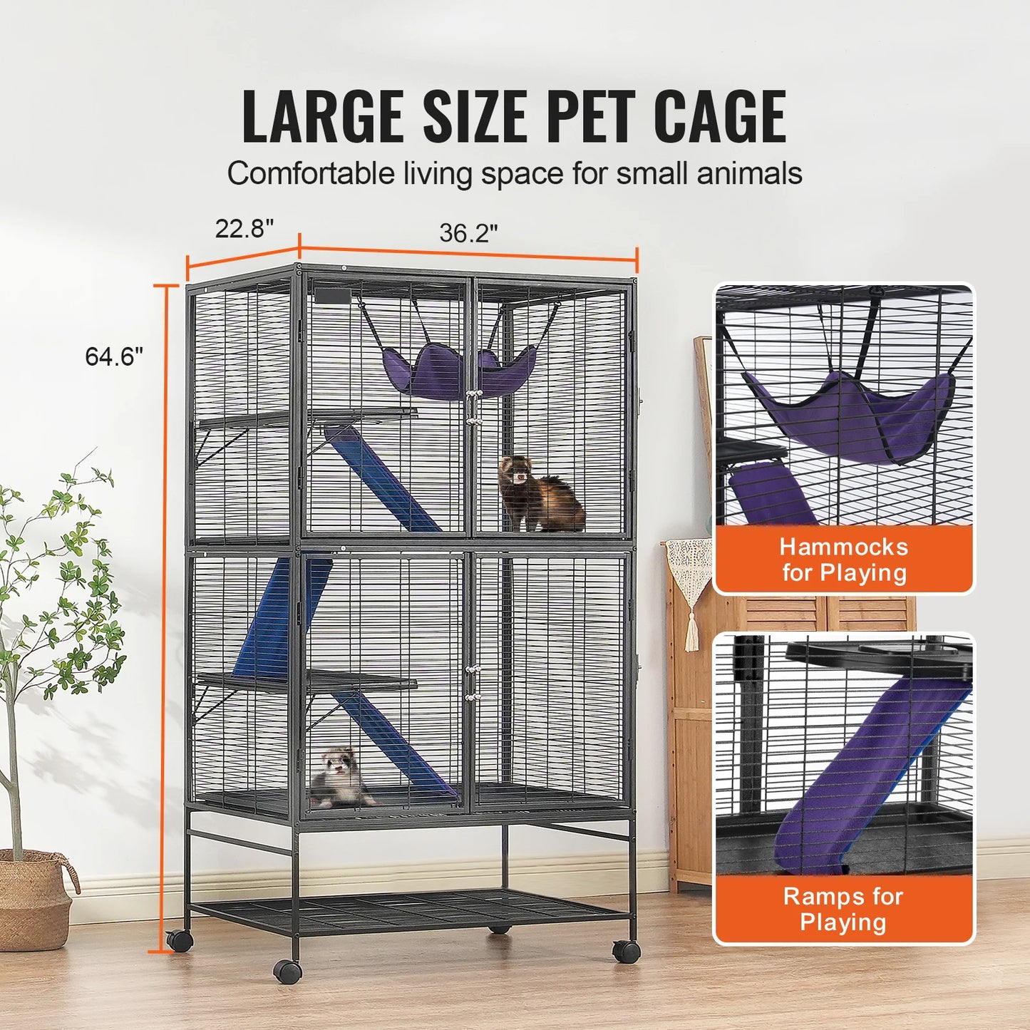 SucceBuy Four Tier Rolling Metal Ferret Cage For Small Animals