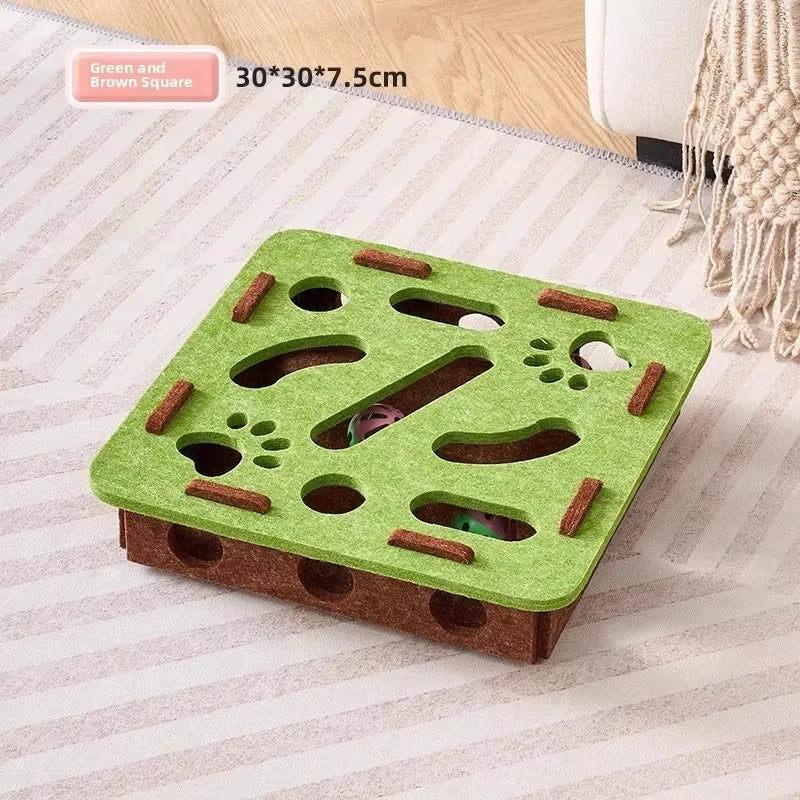 Cat Puzzle Toy Interactive Felt Box With Ball For Cats