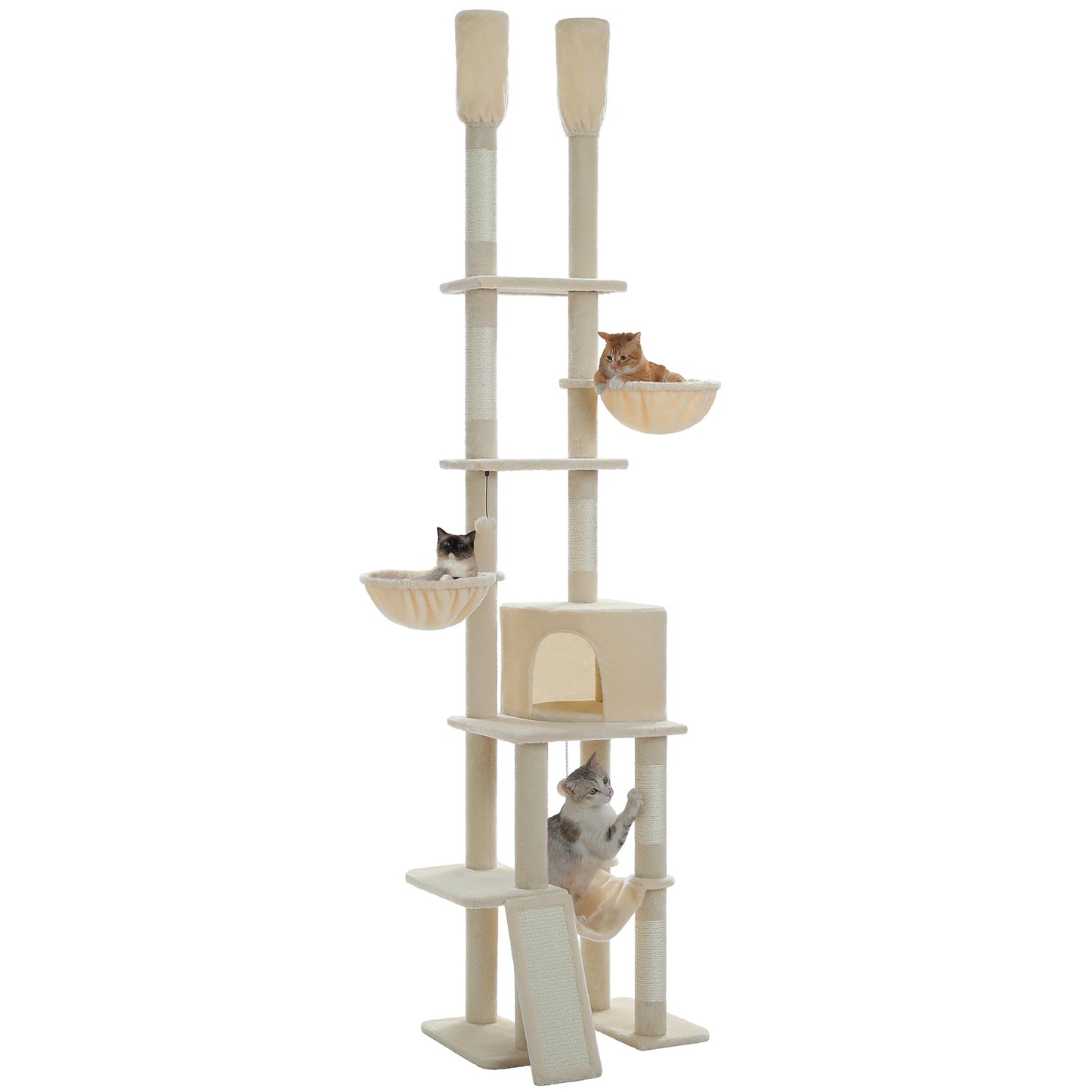 PAWZ Road Cactus Floor To Ceiling Cat Tree With Cozy Hammocks Condos