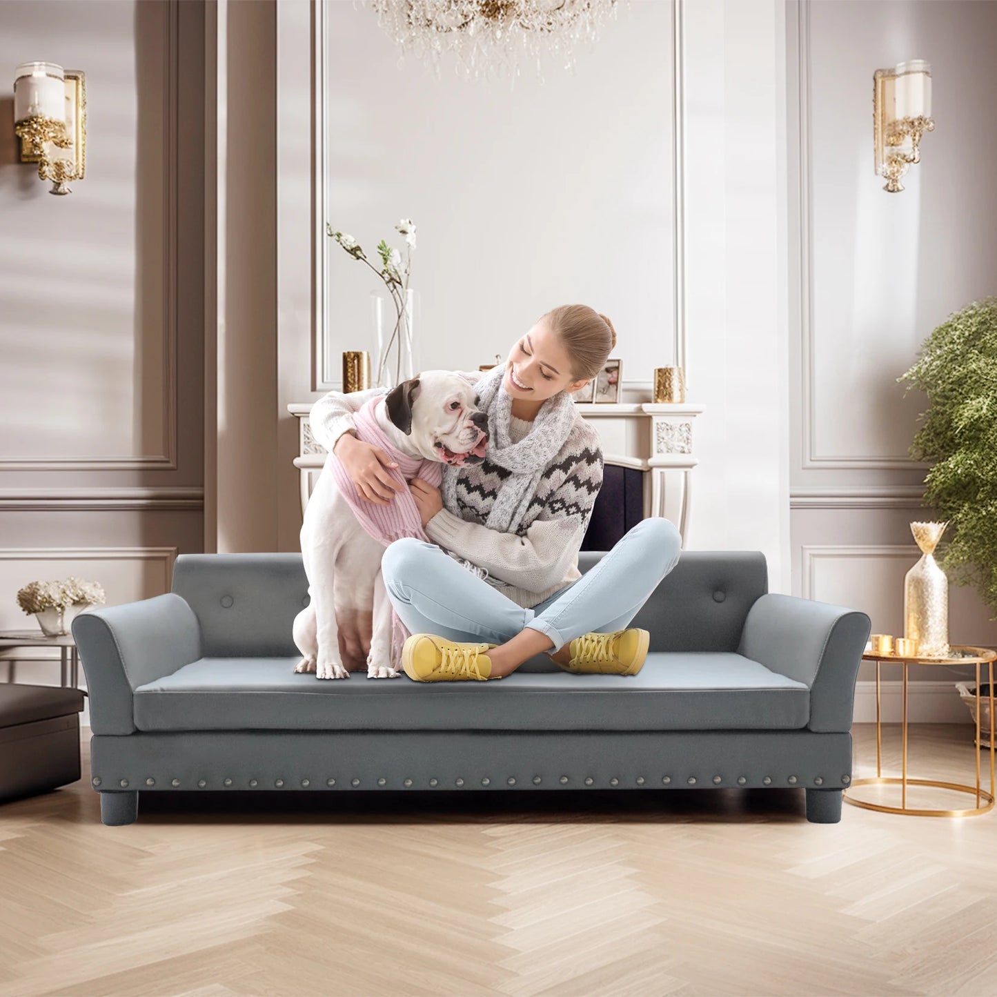 BINGOPAW Elevated Rectangle Dog Bed Sofa For Pets Durable Comfort