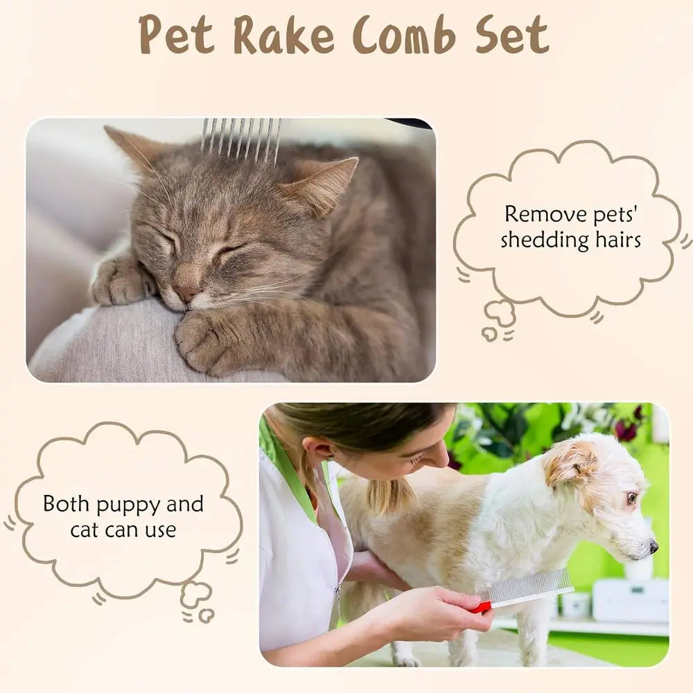 Pet Grooming Kit 4 Pieces Dematting Comb And Slicker Brush
