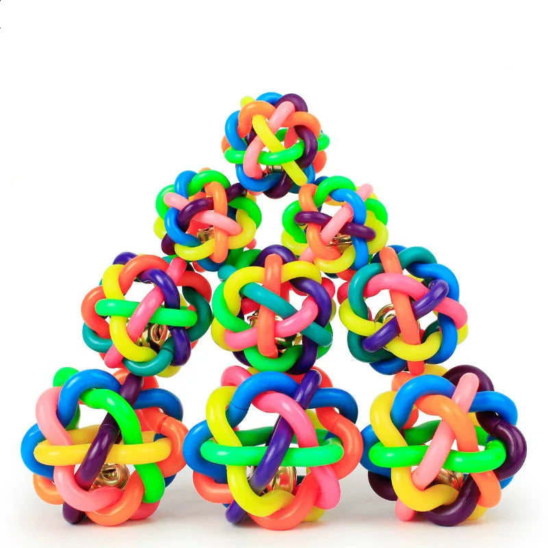 Bell Woven Dog Toy Bite Resistant Rubber Chew Ball