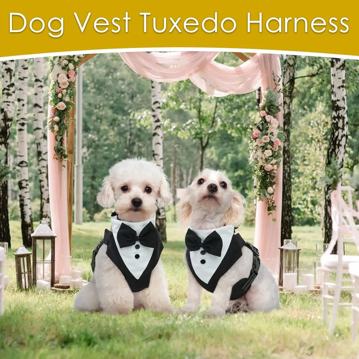 Hoopreety Dog Tuxedo Harness With Adjustable Bow Tie Vest