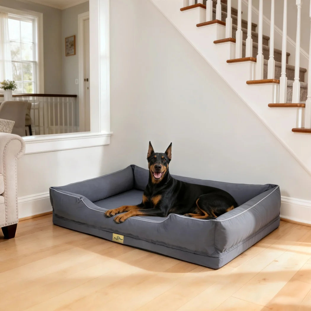 BORWART Orthopedic Dog Bed With Bolster Sides, Waterproof Liner, Removable Cover