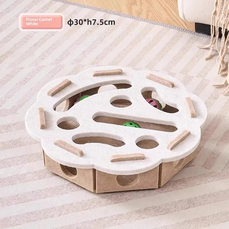 Cat Puzzle Toy Interactive Felt Box With Ball For Cats
