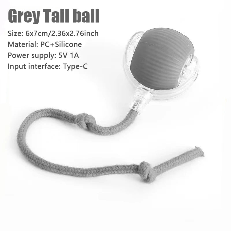 Automatic Rolling Ball Cat Toy With Fake Tail Rechargeable Interactive