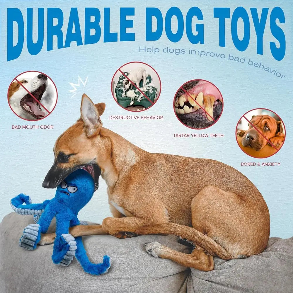 Durable Dog Chew Toy For Aggressive Chewers Interactive Squeaky Tug