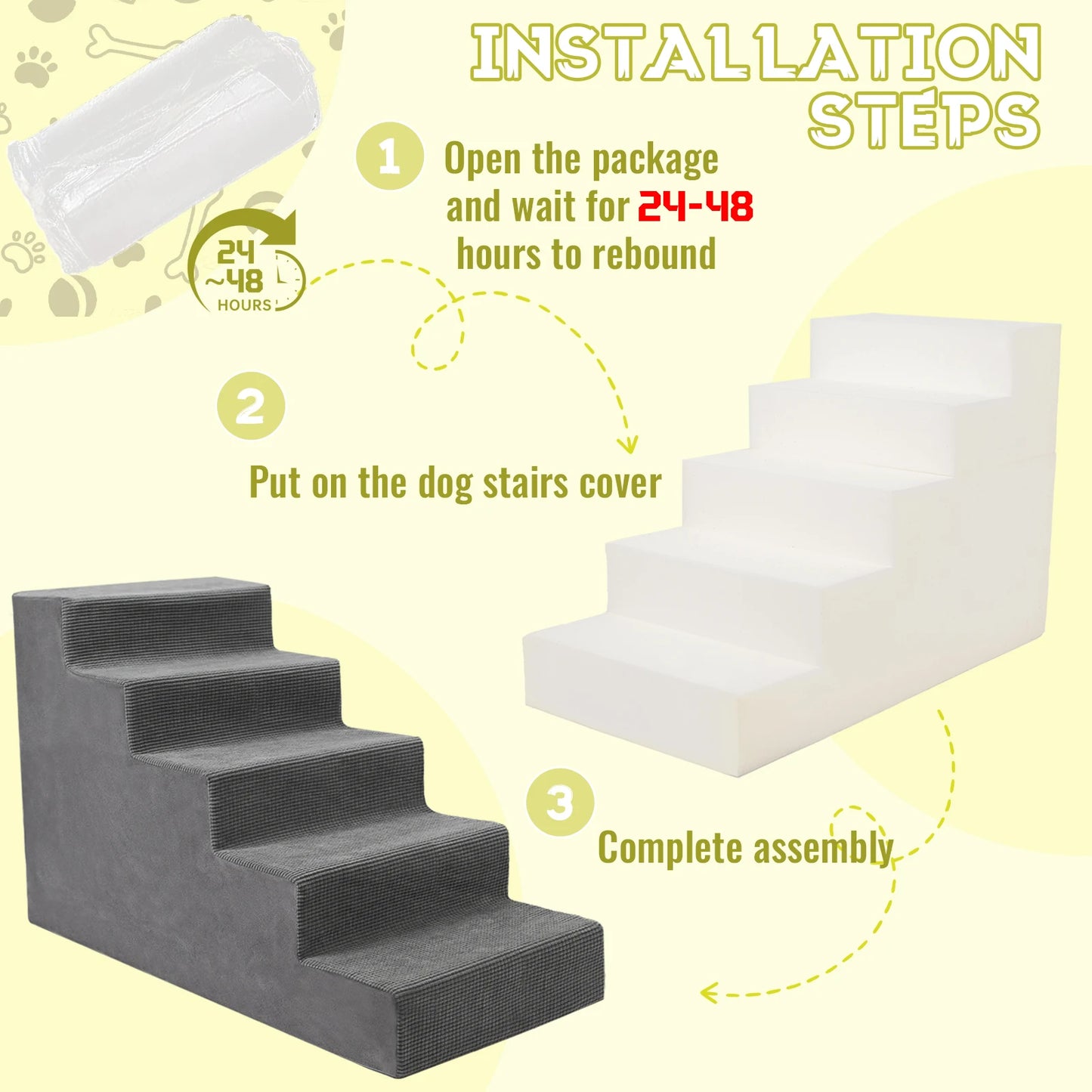 Niubya 4-Tier Pet Stairs With Non-Slip Foam For Small Dogs
