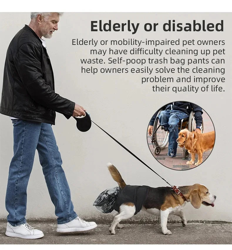 Portable Dog Poop Collection Pants Washable Diaper With Disposable Bags