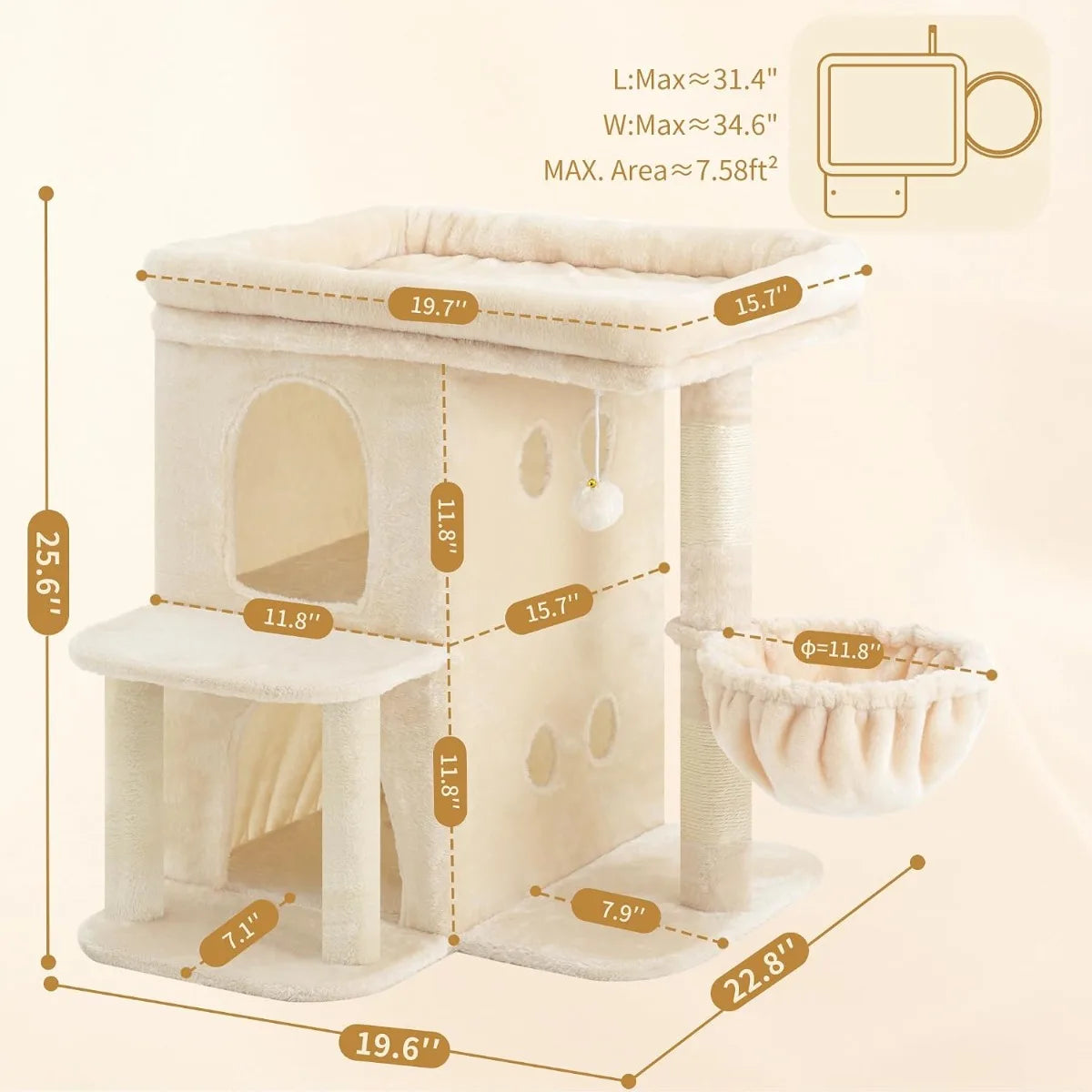 NBVCX Cat Tower With Large Perch And Dual Condos Deluxe
