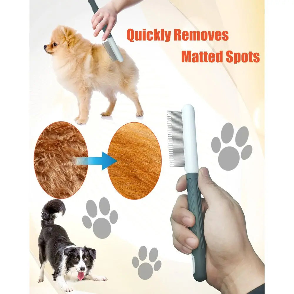 Pet Grooming Comb Set With Long And Short Stainless Teeth