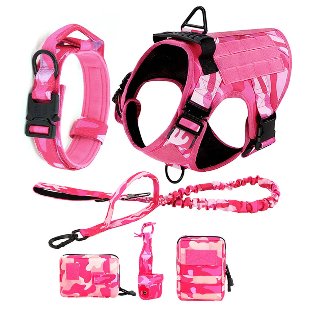 Military Camouflage Dog Harness For Large Dogs, Adjustable Tactical Vest