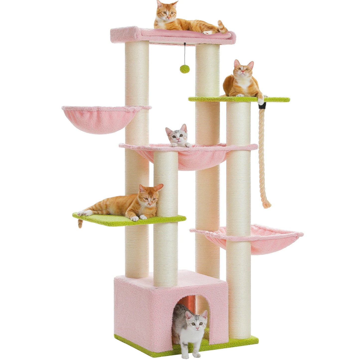 PEQULTI Cat Tree Tower With Scratching Posts And Cozy Condo