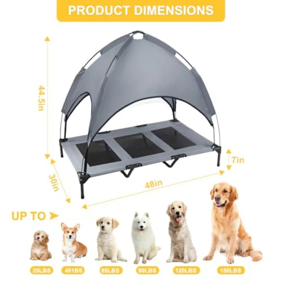 Elevated Dog Bed With Canopy Outdoor Waterproof Pet Cot