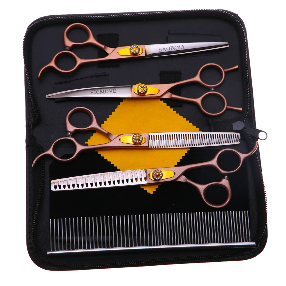 VICMOVE Dog Grooming Scissors Set Straight And Curved Stainless Steel