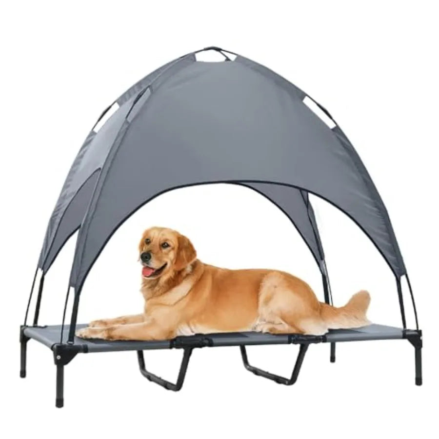 Elevated Dog Bed With Canopy Outdoor Waterproof Pet Cot