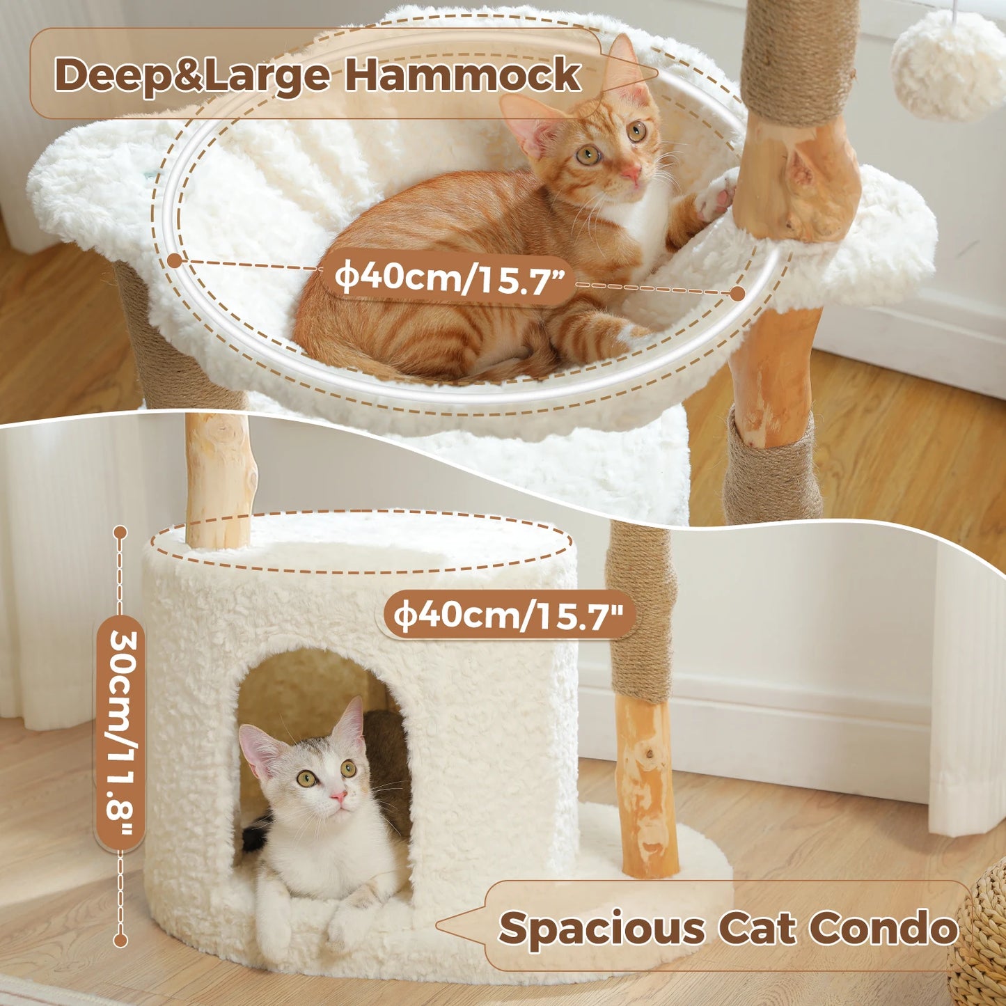 PAWZ Road Modern Cat Tree With Wicker Basket And Hammock