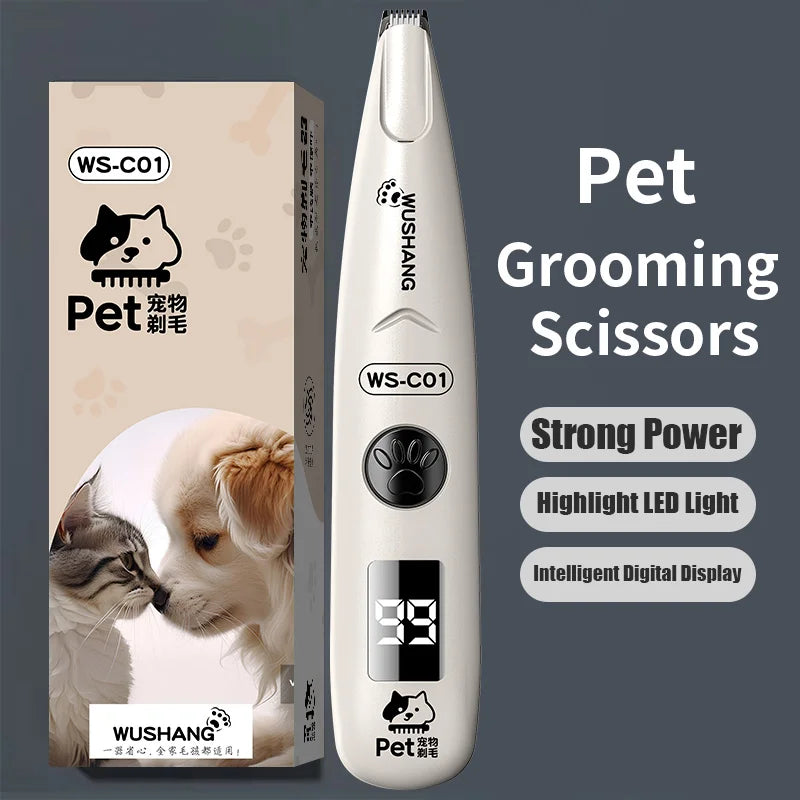 Pet Groomer Trimmer For Dogs Cats With LED Light Waterproof