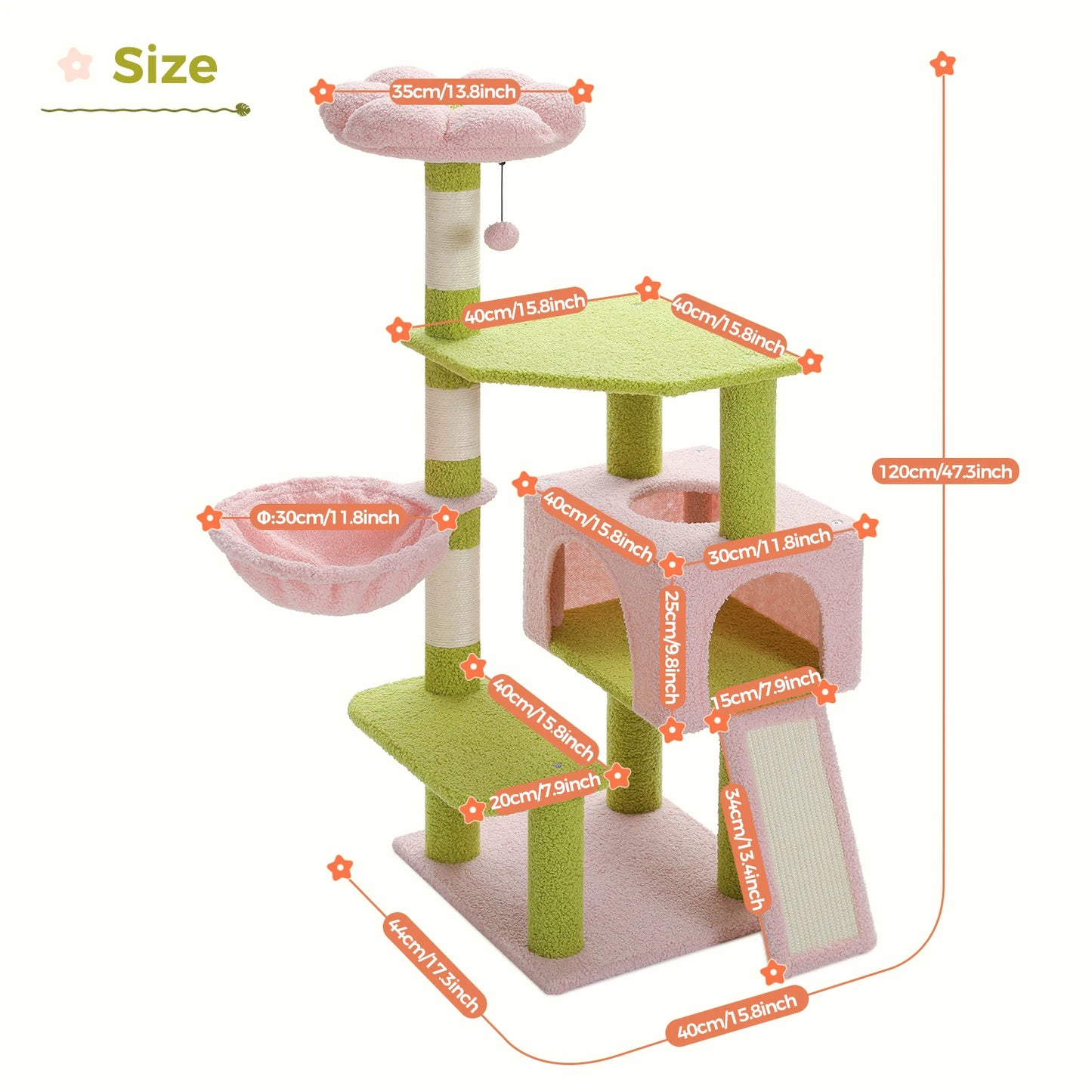 PAWZ Road Flower Cat Tree Multi-Level Cat Tower Sisal Posts
