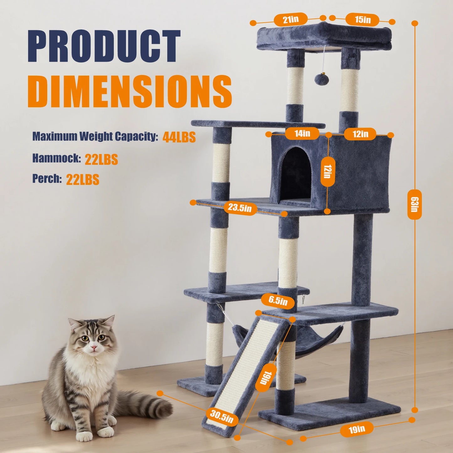 MCQ Cat Tree Tower With Condo Sisal Scratching Posts