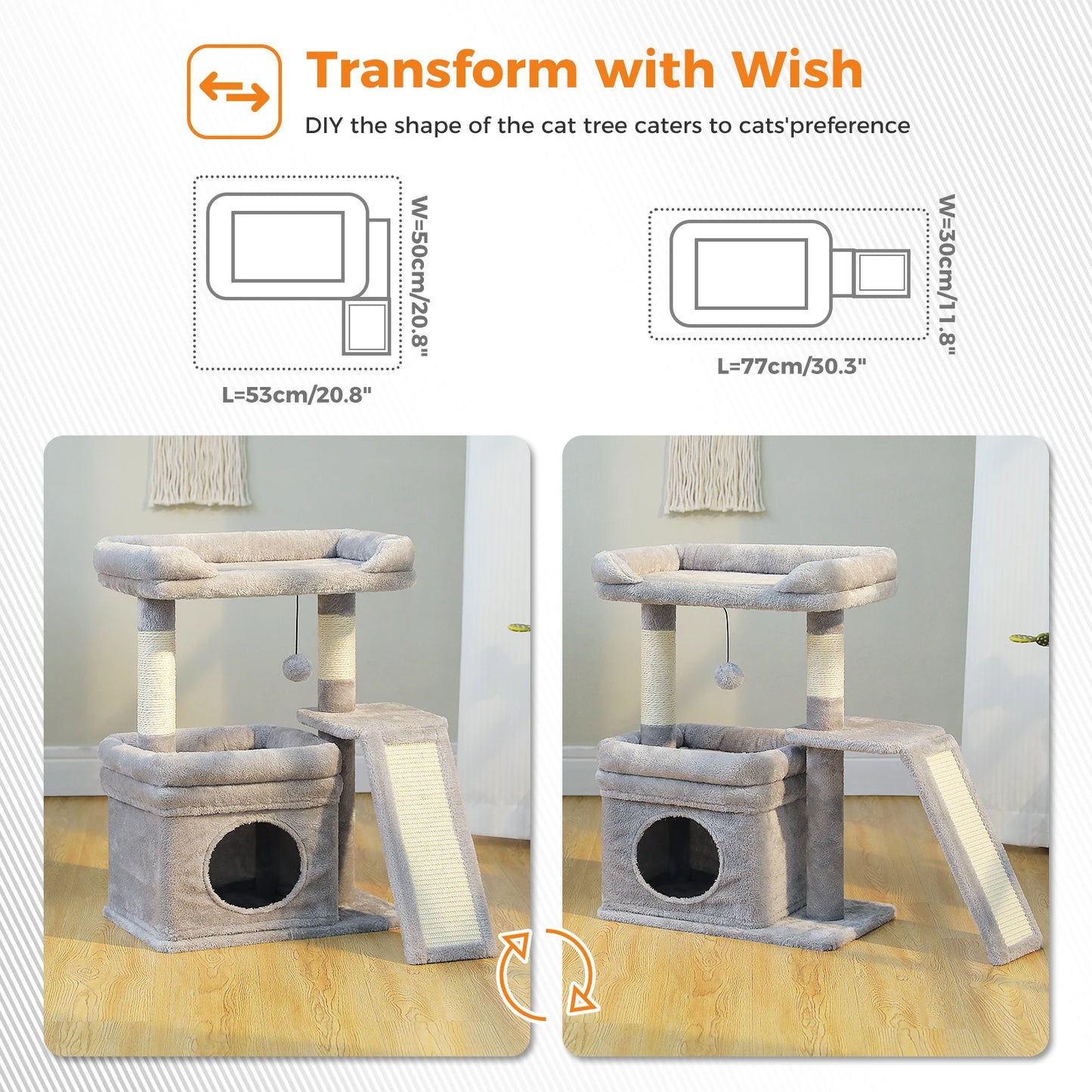PEQULTI Cat Tree 3-Tier Indoor Tower With Private Condo