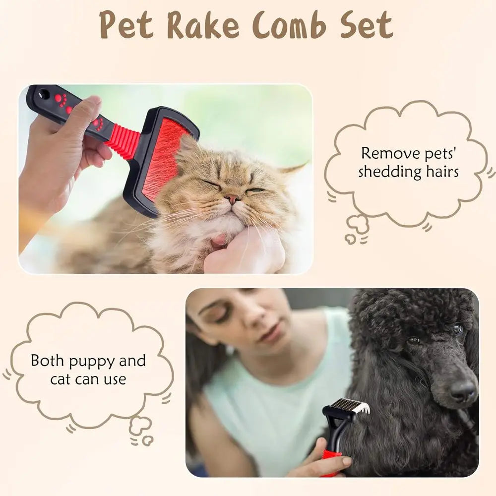 Pet Grooming Kit 4 Pieces Dematting Comb And Slicker Brush