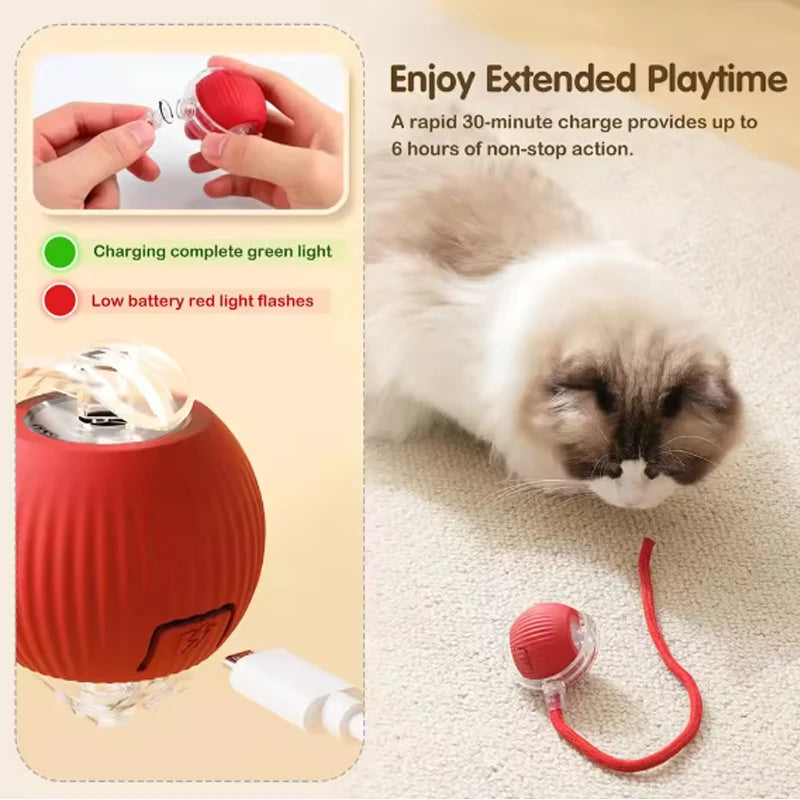 AutoAdjusting Silicone Smart Cat Ball Toy for Safe Interactive Play