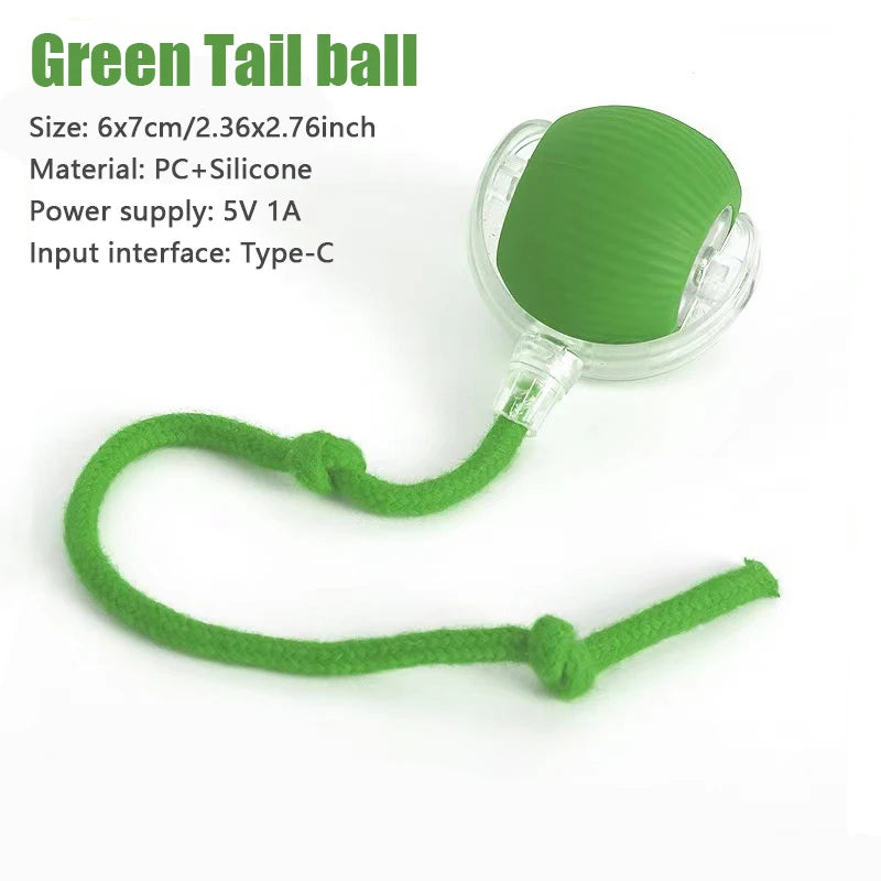 Automatic Rolling Ball Cat Toy With Fake Tail Rechargeable Interactive