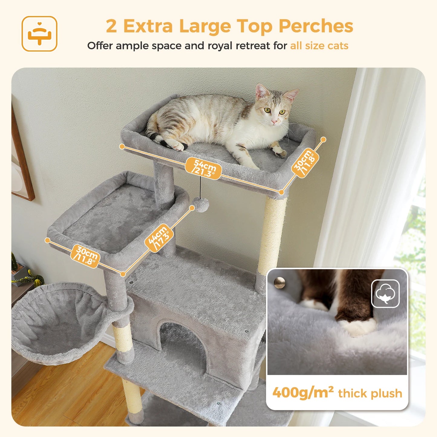 PEQULTI Multi-Level Cat Tree with Scratching Posts