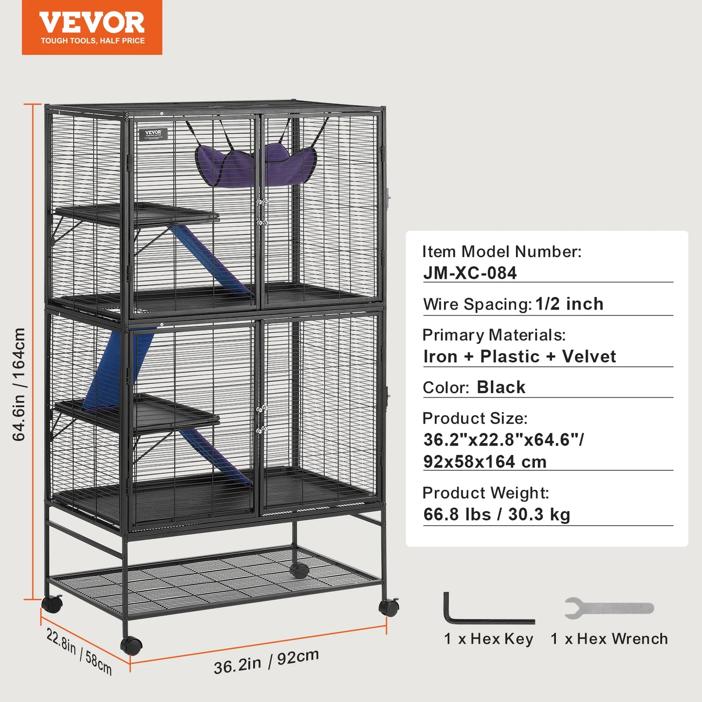 SucceBuy Four Tier Rolling Metal Ferret Cage For Small Animals