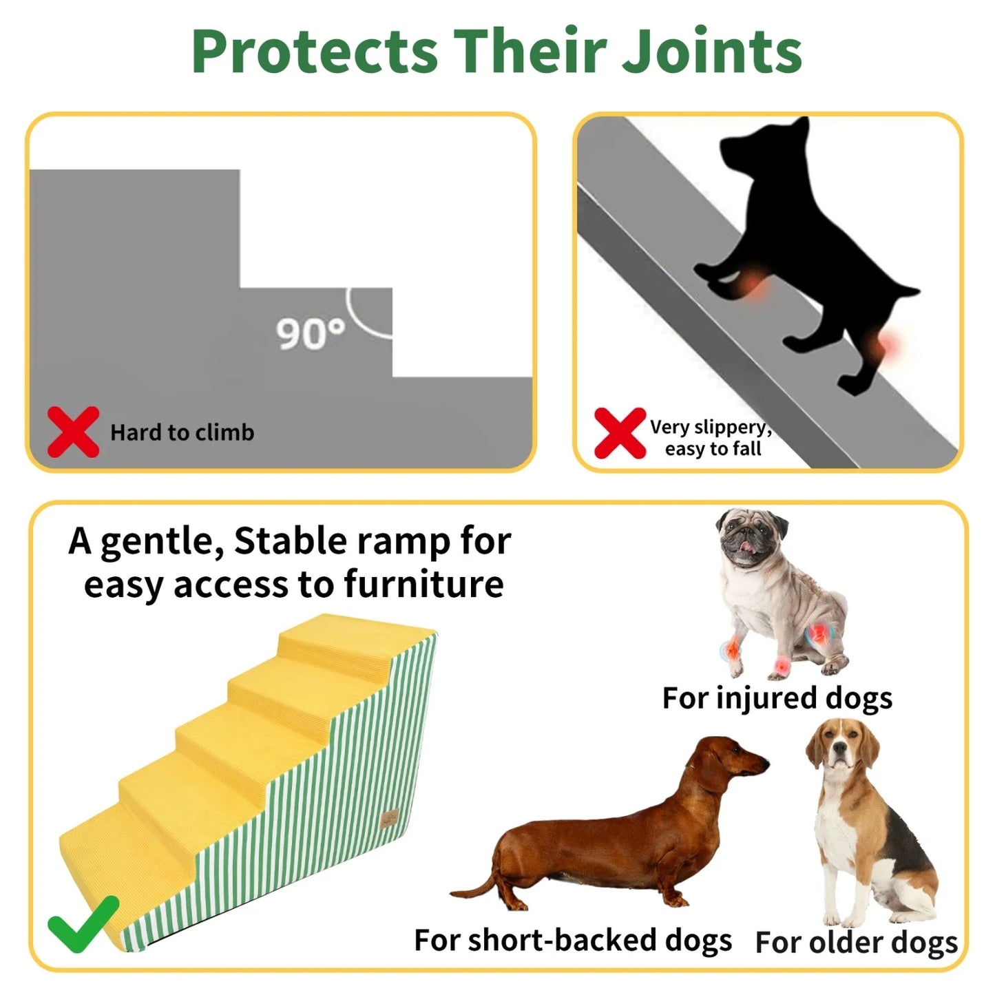 Dog Stairs For Bed And Sofa High-Density Foam Ramp